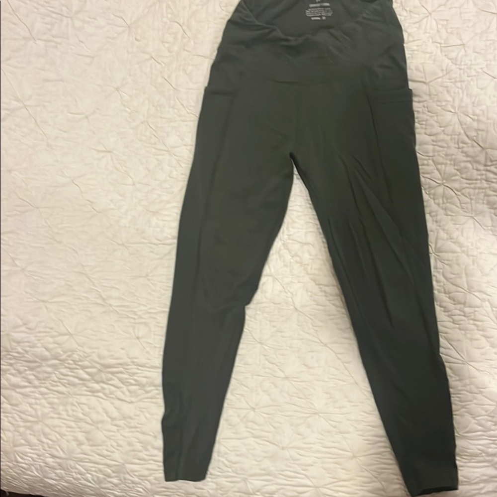Women's Woolly Dark Green Merino Wool Leggings XS
